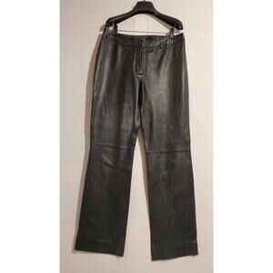 Vtg 90s Y2K 111 State Leather Straight Leg Pants Womens Size 10 Black Biker Moto